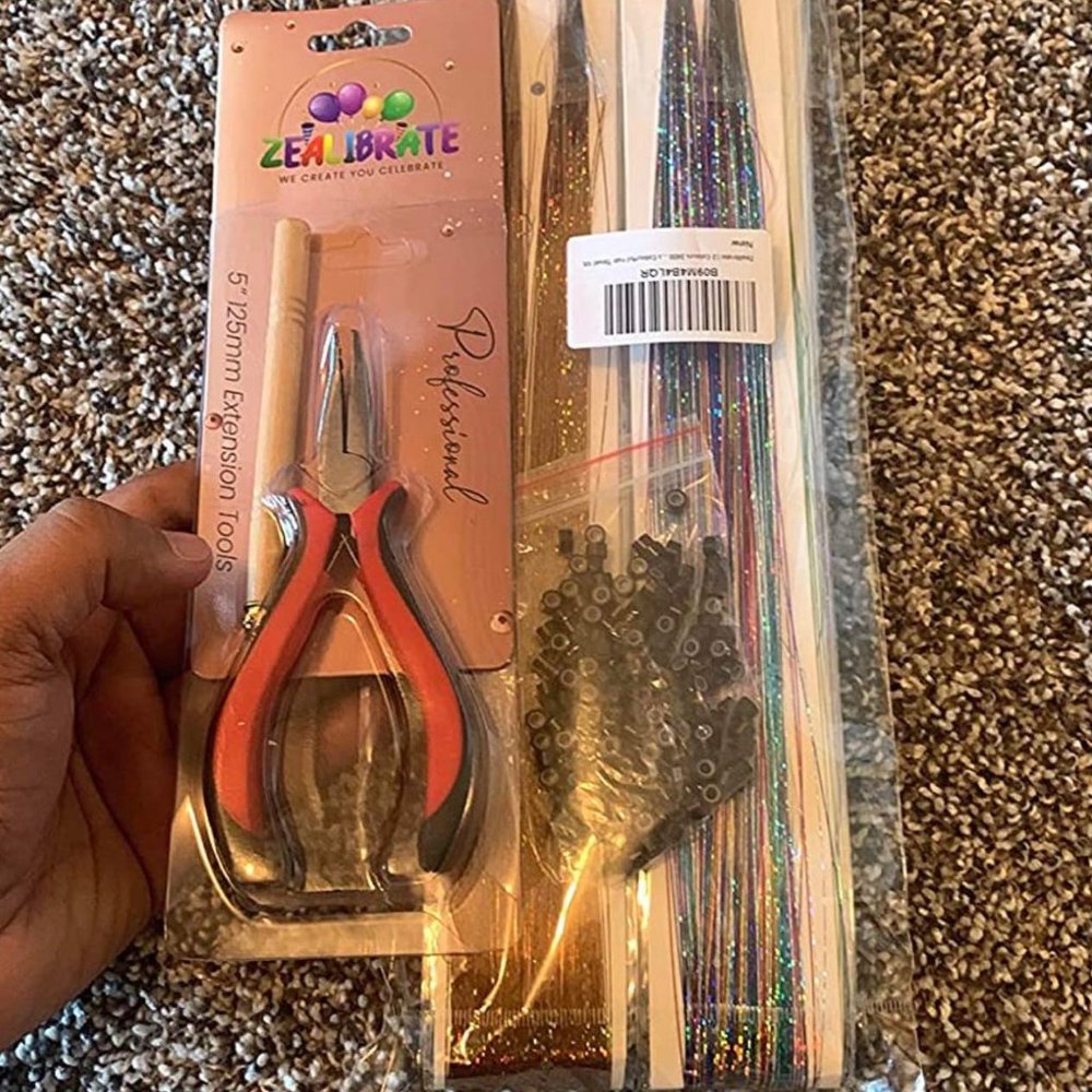 12 Color Hair Tinsel Kit with 2400 Fairy Strands & Tools – Heat Resistant